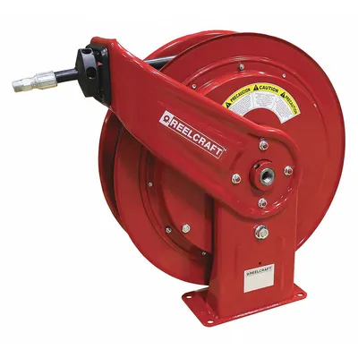 REELCRAFT Spring Return Hose Reel: 75 ft (3/8 in I.D.), 1/4 in MNPT, 4,800 psi Max Op Pressure - Standard Grease Spring-Return Hose Reels
