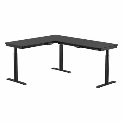 VERSADESK Standing Desk: Black, Wood, 60 in Overall Wd, 72 in Overall Dp - Electric Adjustable-Height Desks