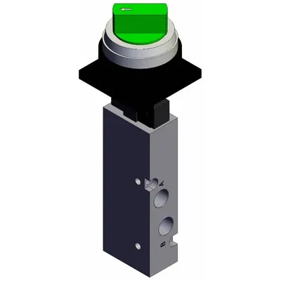 SMC Shuttle Valve: VZM400 Series, 2 Position Twist Actuator, 5 Ports, 1/8 in BSPT - VZM Series Manual Air Control Valves
