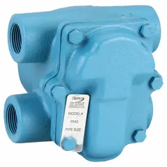 This cast iron H-pattern float and thermostatic steam trap automatically drains condensate from steam lines while preventing steam loss. It has a 1 in FNPT connection, a stainless steel float, and is rated for 1,650 lb/hr capacity at 75 psi maximum pressure. Designed for horizontal installation, it is suitable for industrial steam systems requiring reliable condensate removal.