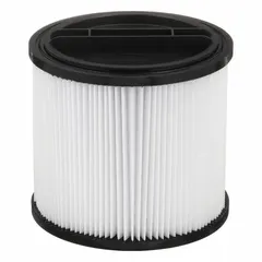 This DAYTON filter is a standard wet/dry paper cartridge filter designed for Dayton shop vacuums. It captures both dry debris and liquid spills, suitable for general maintenance and cleanup tasks.