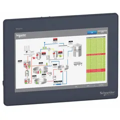 The HMIDT551 is a 10.1-inch TFT color LCD resistive touch panel from the Schneider Harmony GTU series. Operating on 24V DC, it provides an operator interface for monitoring and controlling automated processes in industrial environments.