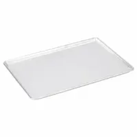 Full-size sheet pan made of uncoated aluminum with an open bead closure and solid construction. Suitable for baking, roasting, and food preparation in commercial kitchens. Silver finish