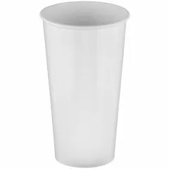 White paper cold cup with 32 oz capacity. Unwrapped and patternless for high-volume dispensing. Suitable for serving cold beverages in break rooms, cafeterias, and similar settings. Sold in a pack of 500.