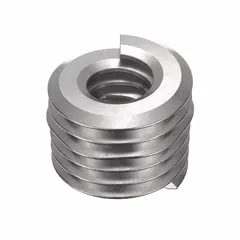 Free-running tangless helical insert for repairing or reinforcing internal threads in metal components. Features #2-56 coarse thread, right-hand direction, plain finish, and 18-8 stainless steel construction with tensile strength of 200,000 to 250,000 psi. Requires 3/32 drill bit and #2-56 STI tap. Supplied in a 1,000-piece pack.