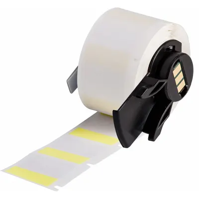 BRADY Wraparound Label: 1 in x 1 in, 1 in, Vinyl, Yellow (Matte) - Brady Precut Label Rolls