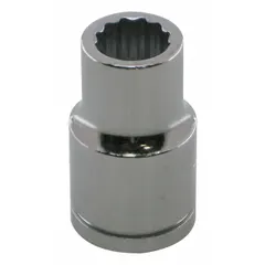 This 1/2" drive hand socket features a 23 mm metric size with a 12-point standard profile. Constructed from chrome, it is suited for tightening or loosening fasteners in general maintenance and repair tasks.