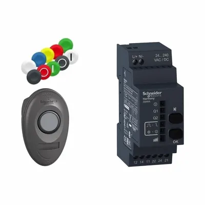 SCHNEIDER Wireless Push Button Kit: 22 mm Panel Mounting Size - Non-Illuminated Push-Button Transmitter & Receiver Kits