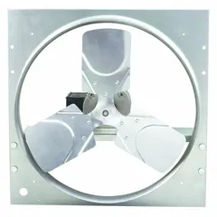 This direct-drive reversible panel fan is designed for general ventilation, exhaust, or supply air in industrial and commercial facilities. It features a 20-inch blade and a 1/3 hp totally enclosed air-over motor, operating on 208-230/460V AC, 3-phase power. The reversible design allows switching between intake and exhaust without ductwork modifications.