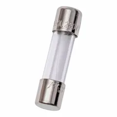 Fast-acting cylindrical fuse rated 2.5 A, 250 V AC, with physical dimensions 5.1 mm x 20.1 mm. Provides overcurrent protection in industrial equipment such as control panels, power supplies, and machinery.