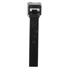 Black nylon cable tie for bundling and securing cables, wires, and hoses. Nominal length 30 1/2 in, width 0.3 in, maximum bundle diameter 9 in. Rated for outdoor use. Supplied in a 50-piece pack.