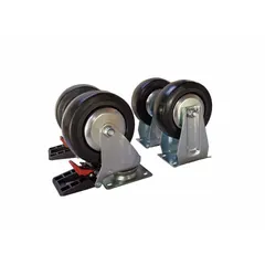 Replacement caster set designed for rolling tool cabinets. Restores mobility to workshop storage units, allowing repositioning of heavy cabinets. Compatible with select rolling tool cabinets.