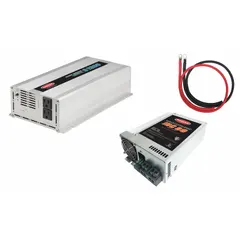 This TUNDRA multi-unit inverter with integrated battery charger delivers 2400 W peak output power in pure sine wave form. It converts 10.5 to 15V DC input to 120V AC output, while the charger accepts 105 to 130V AC input and outputs 13.2V to 14.4V DC. Suitable for mobile, marine, and backup power systems requiring clean AC power and battery charging.