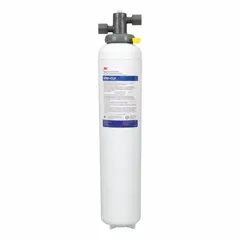 Activated carbon filter for drinking fountains and beverage machines. Reduces particulates. 5 gpm flow rate, 54,000 gal capacity. 5-micron filtration. NPT connections. Overall height 21 7/8 in, diameter 4 1/2 in.