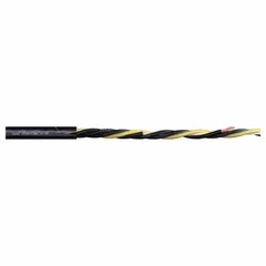 CHAINFLEX CF30 series motor cable for variable frequency drives, 4 AWG, 4 conductors with ground, PVC jacket rated 1000 V. Oil and grease resistant. Minimum bend radius: 4xOD fixed, 6xOD flexible, 7.5xOD in e-chain. Used in continuous flexing applications such as cable carriers and industrial automation.