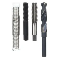 This thread repair kit is designed for restoring damaged internal threads in metal components. It includes 18-8 stainless steel helical inserts and a corresponding STI tap for M11-1.50 metric coarse, right-hand threads. The free-running, tanged tang style inserts provide strong, wear-resistant threads suitable for applications such as engine blocks, machinery housings, and industrial equipment.