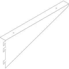 Steel undermount bracket with 8-inch overall length and 14-gauge thickness, finished in Petal White. Designed for supporting shelving systems in laboratory and industrial workspaces.