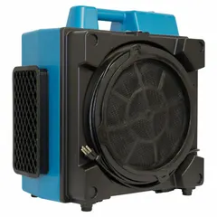 The XPOWER X-3580 is a lightweight aluminum negative air machine delivering 600 cfm airflow. It combines activated carbon adsorption with particulate filtration to remove airborne particles and odors. The unit includes an air filter and is suited for industrial air movement and filtration tasks such as maintaining negative pressure in work zones.