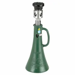 Mechanical screw jack with steel body and screw adjustment actuator. Rated for 12 ton load capacity with 25 3/8 inch maximum lift. Used for heavy-duty lifting, positioning, and support in industrial maintenance and material handling applications.
