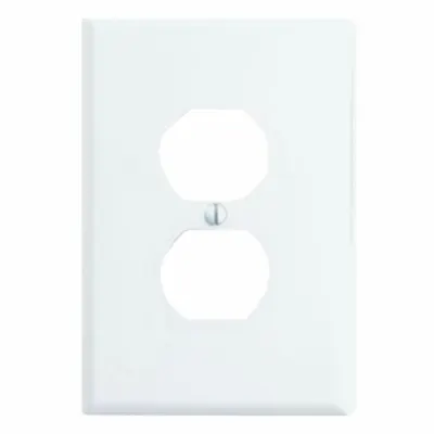 LEVITON Wall Plate: Duplex Outlet, 1 Gang, White, Jumbo Size - General Purpose Wall Plates