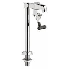 Single-post glass filler with cast brass body and polished chrome finish. Straight spout with spray function delivers 1 gpm flow rate. NPT inlet connection. Used in commercial bar and restaurant settings for filling glassware.
