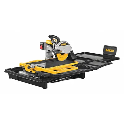 DEWALT Tile Saw: Wet, 3 3/8 in Max. Cutting Dp, 15 A Current, 120 V AC Volt - 10" Tile Saws