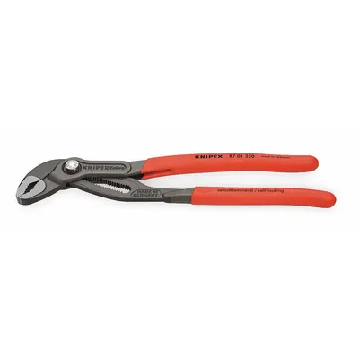 KNIPEX Water Pump Plier: V, Push Button, 2 in Max Jaw Opening, 250 mm Overall Lg - V-Jaw Tongue & Groove Pliers