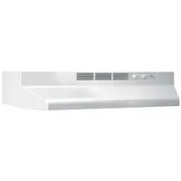 Economy Lighted Range Hood: Recirculation, 30 in Wide, White, Steel Housing, 0 sones, 2 Speeds (MPN 413001)