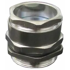 Brass electrical cable connector for terminating and securing round cables in festoon systems. Accepts cables with diameter range 0.748 in to 1.22 in. Suitable for industrial applications such as crane electrification, conveyor systems, and material handling equipment.
