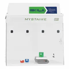 This instructional ductless fume hood is fully assembled and includes a blower, base/stand, and work surface. It provides operator protection by filtering airborne contaminants, suitable for handling low-hazard chemicals and particulates in teaching labs or light research applications.
