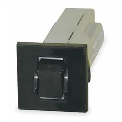 7 A rocker-style miniature circuit breaker with snap-in bezel mounting for front-panel installation. Rated 125/250V AC and 50V DC, with 1/4 in tab terminals and 2.23 in depth. Used for overcurrent protection in control panels, HVAC equipment, and power distribution systems.