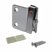 Single-action window opening control device in polished chrome finish. Constructed from stamped steel. Non-handed design for universal left or right installation. Measures 1 9/16 in length by 1 3/8 in width. Used to secure and operate window openings in commercial and industrial buildings