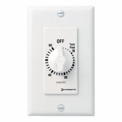 INTERMATIC Spring-Wound Timer: 1 hr Max, DPST, 277V AC, No Wall Plate Included - Spring-Wound Mechanical Timers without Wall Plates