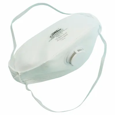 CONDOR Disposable Respirator: Single, Non-Adj, Metal Nose Clip, Std, White, M Mask Size - N95 Respirators with Exhalation Valve