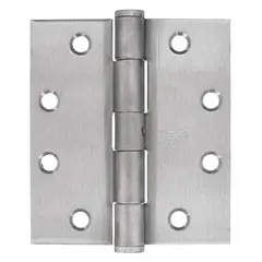 This full mortise-mount butt hinge features a 2-inch leaf width and is constructed from stainless steel. It includes a concealed bearing type for smooth operation and a removable pin for easy door removal. Suitable for heavy-duty door applications in industrial and commercial settings.