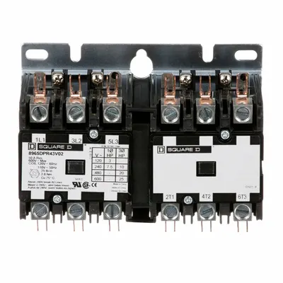 SQUARE D Hoist Contactor: 3 Poles, 120V AC, 40 A, Reversing - Reversing Definite Purpose Contactors