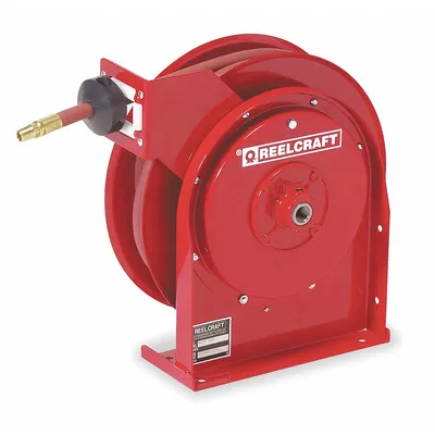 REELCRAFT Spring Return Hose Reel: 25 ft (3/8 in I.D.), 1/4 in MNPT, 300 psi Max Op Pressure - Compact Air or Water Spring-Return Hose Reels