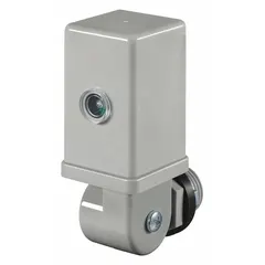 Adjustable stem-mounted photocell with swivel arm for automatic lighting control. Features a 1/2-inch stem diameter, SPST switching, and operates at 347-480V AC. Includes a conduit mount for installation. Used to switch lights on at dusk and off at dawn in industrial and commercial facilities.