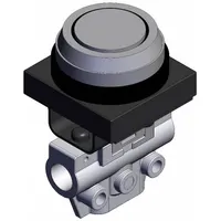 Shuttle Valve: VM100 Series, Flush Button Actuator, 3 Ports, M5, Bottom-Ported Body (MPN VM132-M5-33A)