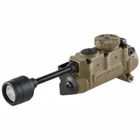 Rechargeable helmet-mount light providing 76 lumens with a 28 m max beam and 5.6 hr run time at maximum brightness. Operates on 1 CR123 battery. Suitable for hands-free illumination in tactical and industrial environments