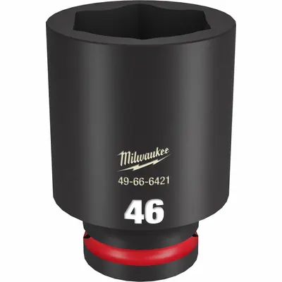 MILWAUKEE Deep Impact Socket: 3/4 in Drive Size, Metric, 46 mm Socket Size, 6-Point - 3/4" Drive Impact Sockets