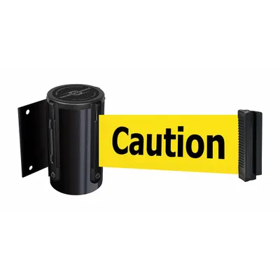 TENSABARRIER Retractable Belt Barrier: Fixed Mounting Plate, 7 1/2 ft Belt Lg - Wall-Mount Retractable Belt Barriers