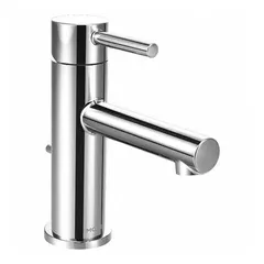 Brass construction with chrome finish. Single-post handle design. Flow rate of 2.2 gpm. Includes mounting hardware. Suitable for bathroom sink installations.