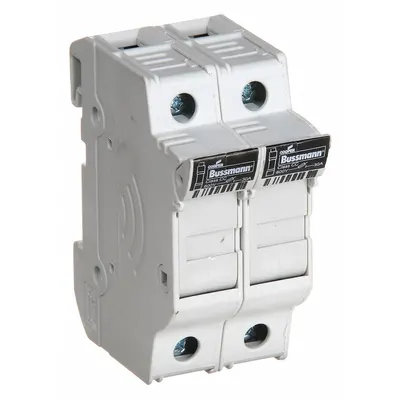 BUSSMANN Fuse Block: Finger-Safe, 2 Pole, 600 V AC, DIN Rail Mounting - UL Class CC Fuse Blocks