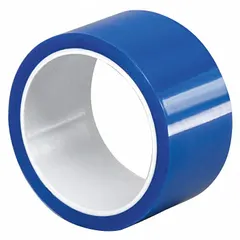 Polyester film tape with silicone adhesive, 6.5 mil thick, 10 yards long, blue. Designed for high-temperature masking applications such as powder coating, paint masking, and wave soldering, withstanding heat up to 260 °C. Leaves clean removal without residue.