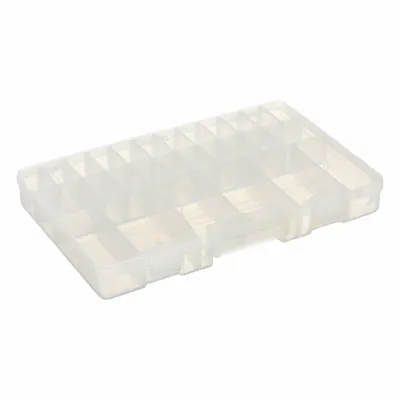 WESTWARD Tool Case: 14 in W 8 3/4 in D 1 3/4 in H, Plastic, Clear, Hinged Lid - Plastic Tool Organizer Boxes