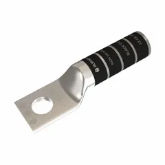 One-hole compression lug for terminating 2/0 AWG stranded copper wire onto a 1/2 in stud. Long barrel design for secure crimp. Suitable for use in electrical panels, switchgear, and power distribution systems.