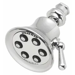 Fixed showerhead with multi-pattern spray, constructed of brass. Delivers a fixed flow rate of 2 gpm. Suitable for use in industrial and commercial facilities such as washdown stations, locker rooms, and maintenance areas.