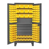 DURHAM MFG Bin Cabinet: 36 in x 24 in 78 in, 1 Shelves, 120 Bins, Yellow, 4 Drawers, Flush, Gray (MPN HDCD243678-120-4M95)