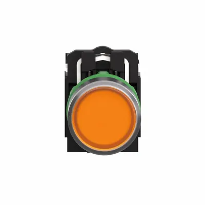 SCHNEIDER Flush Push Button: 22 mm Mounting Size, Non-Metallic - Illuminated Flush-Mount Push-Button Operators